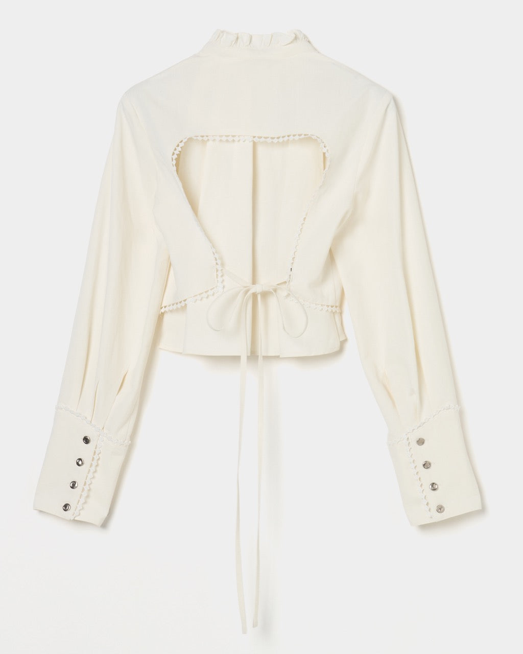 back curtain cropped blouse Off white【Delivery in January 2026】