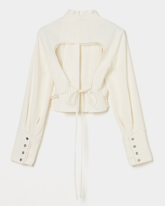 back curtain cropped blouse Off white【Delivery in January 2026】