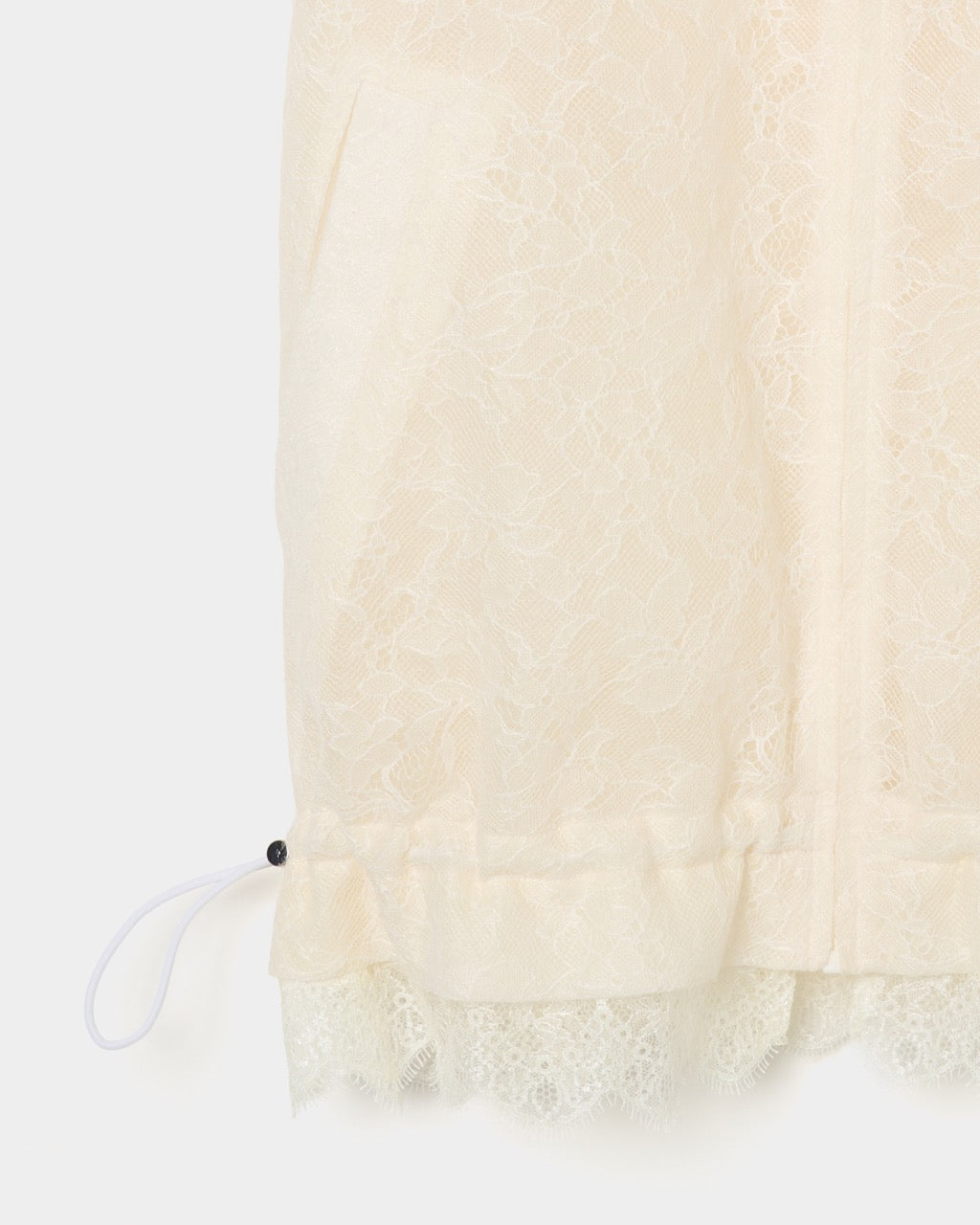fuzzy lace drawstring blouson Cream【Delivery in January 2026】
