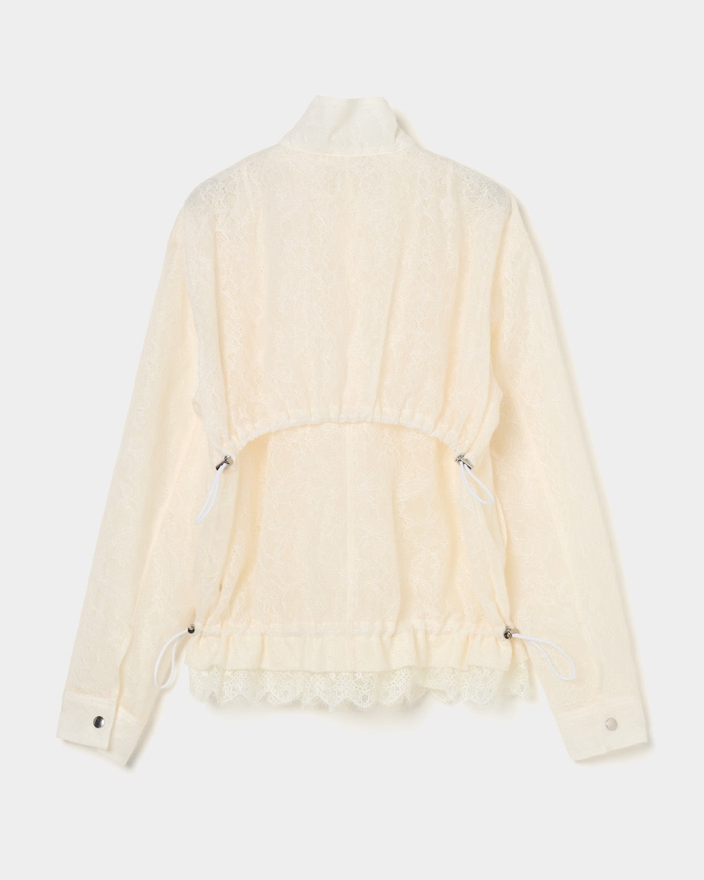 fuzzy lace drawstring blouson Cream【Delivery in January 2026】