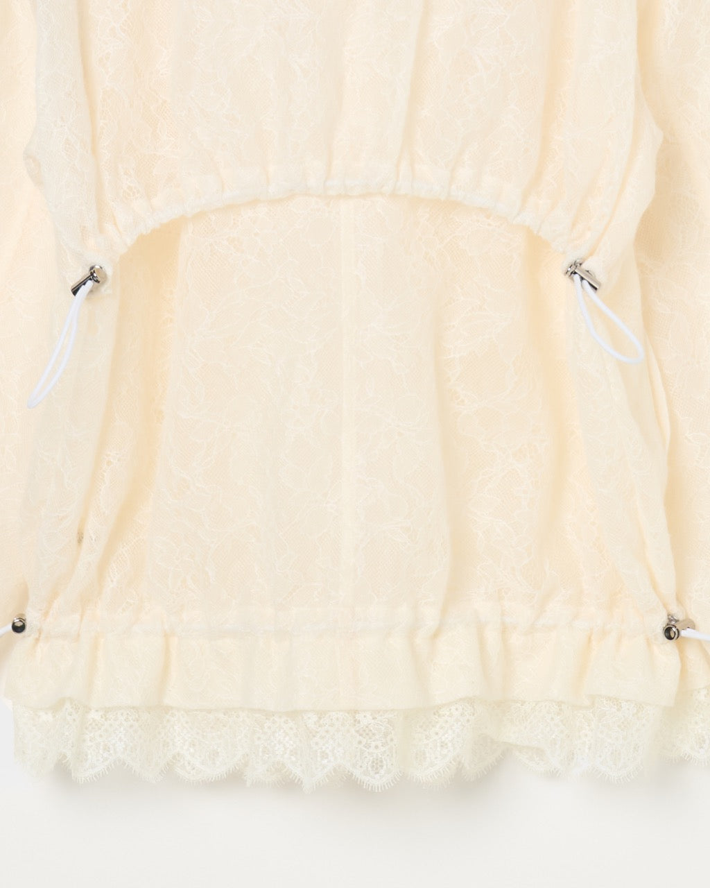 fuzzy lace drawstring blouson Cream【Delivery in January 2026】