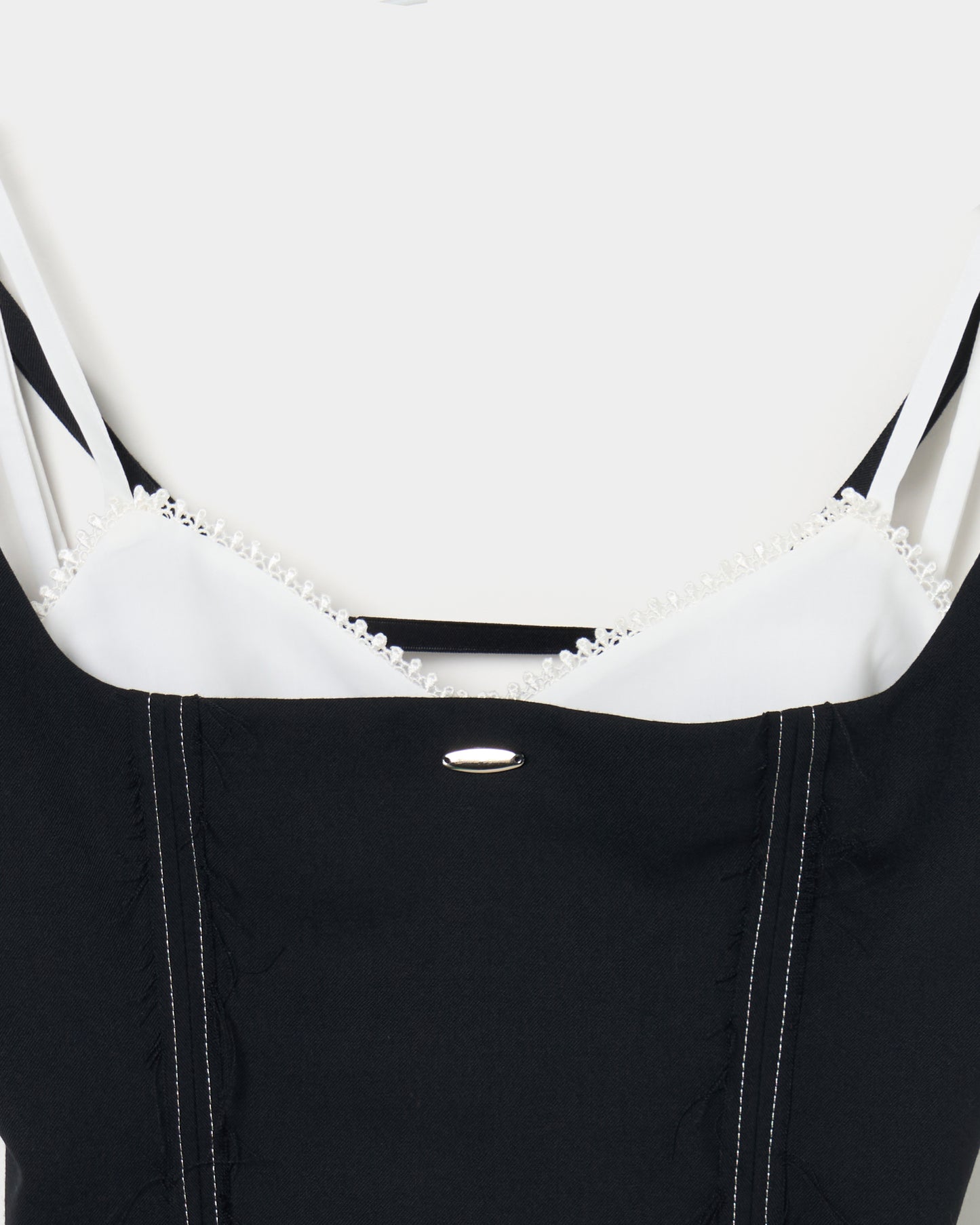 seam frayed bustier tops Black【Delivery in February 2026】