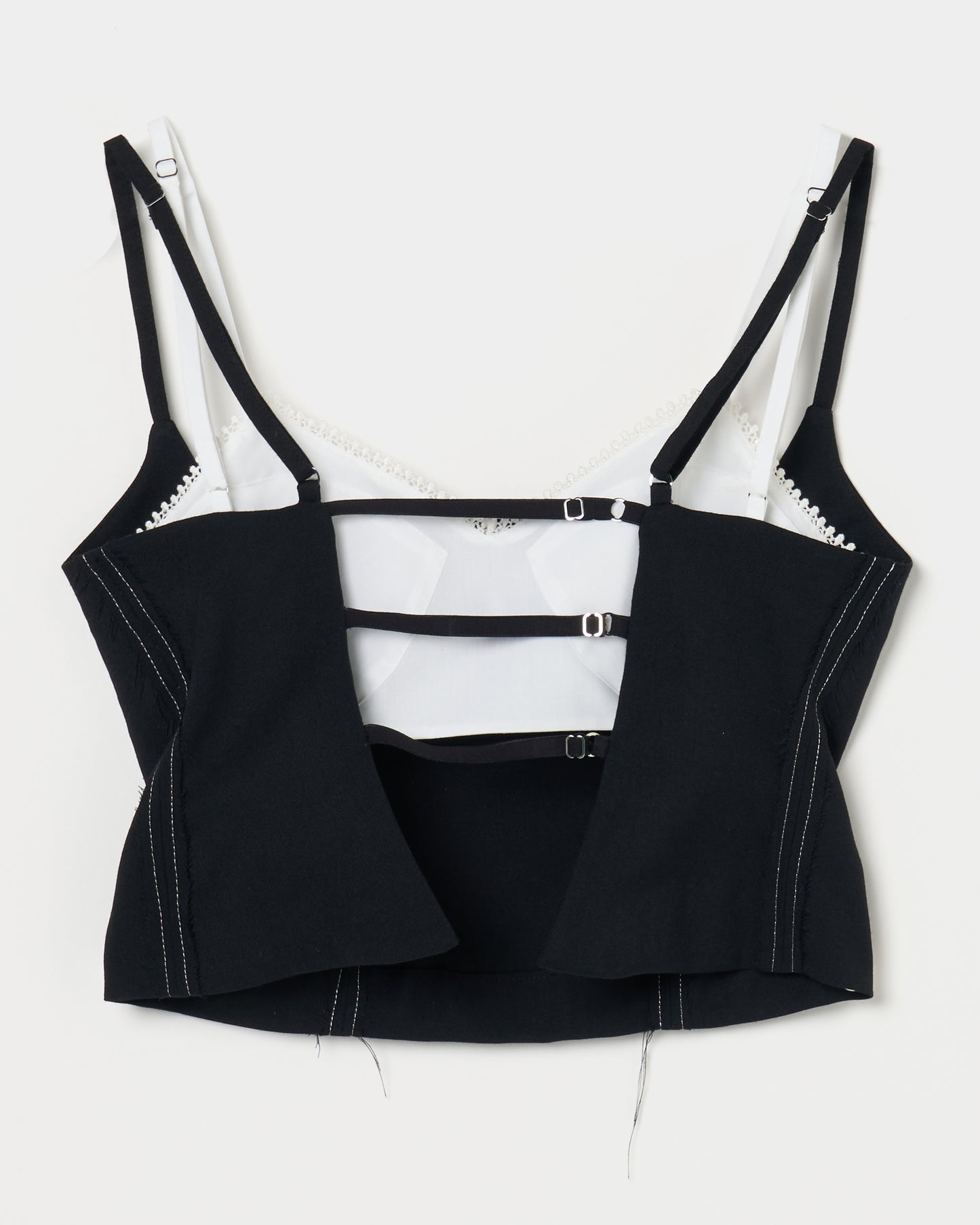 seam frayed bustier tops Black【Delivery in February 2026】