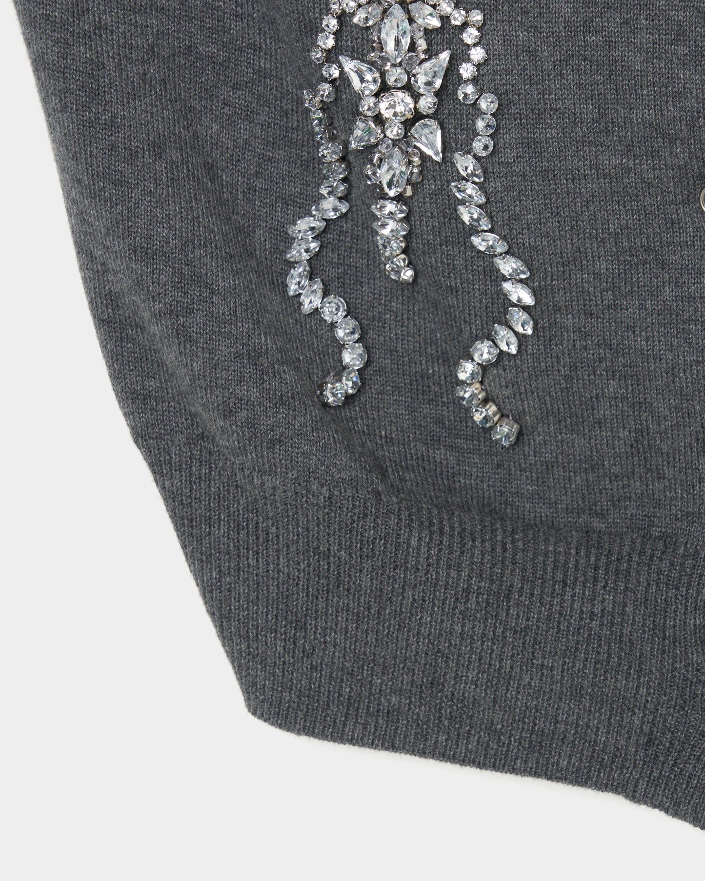 ribbon knight bijou embroidery cardigan Heather gray【Delivery in February 2026】
