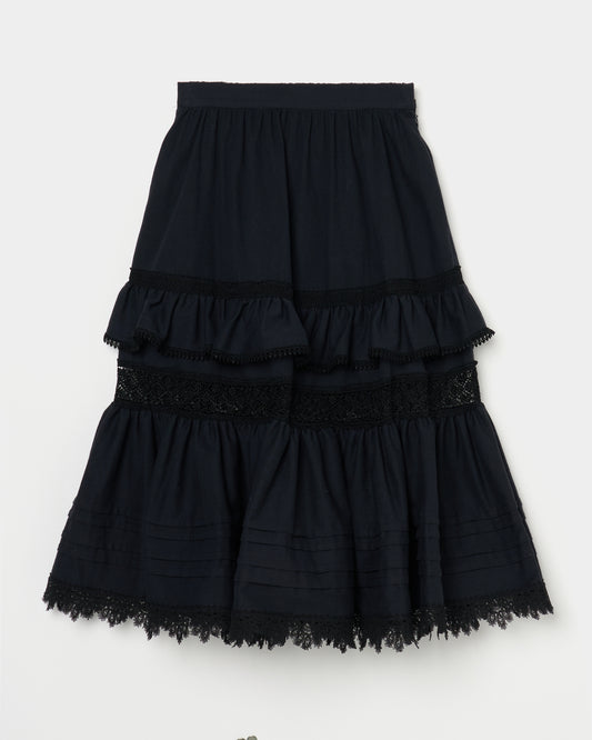 tiered lace frill skirt Black【Delivery in February 2026】