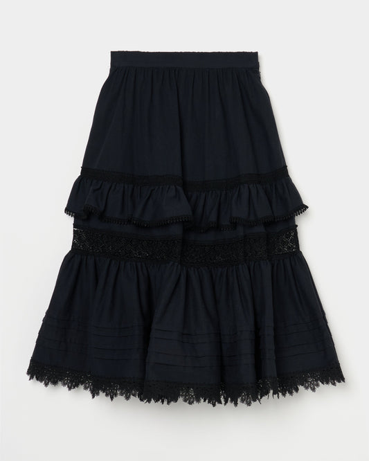 tiered lace frill skirt Black【Delivery in March 2026】