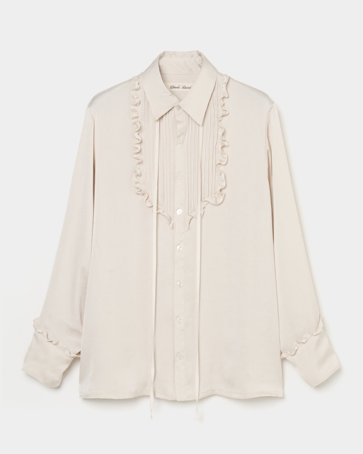 pin tuck frilled shirt Ivory【Delivery in January 2026】