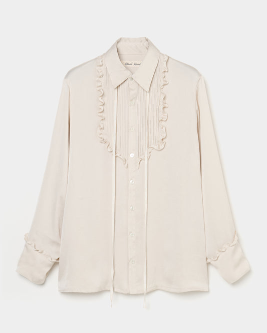 pin tuck frilled shirt Ivory【Delivery in January 2026】