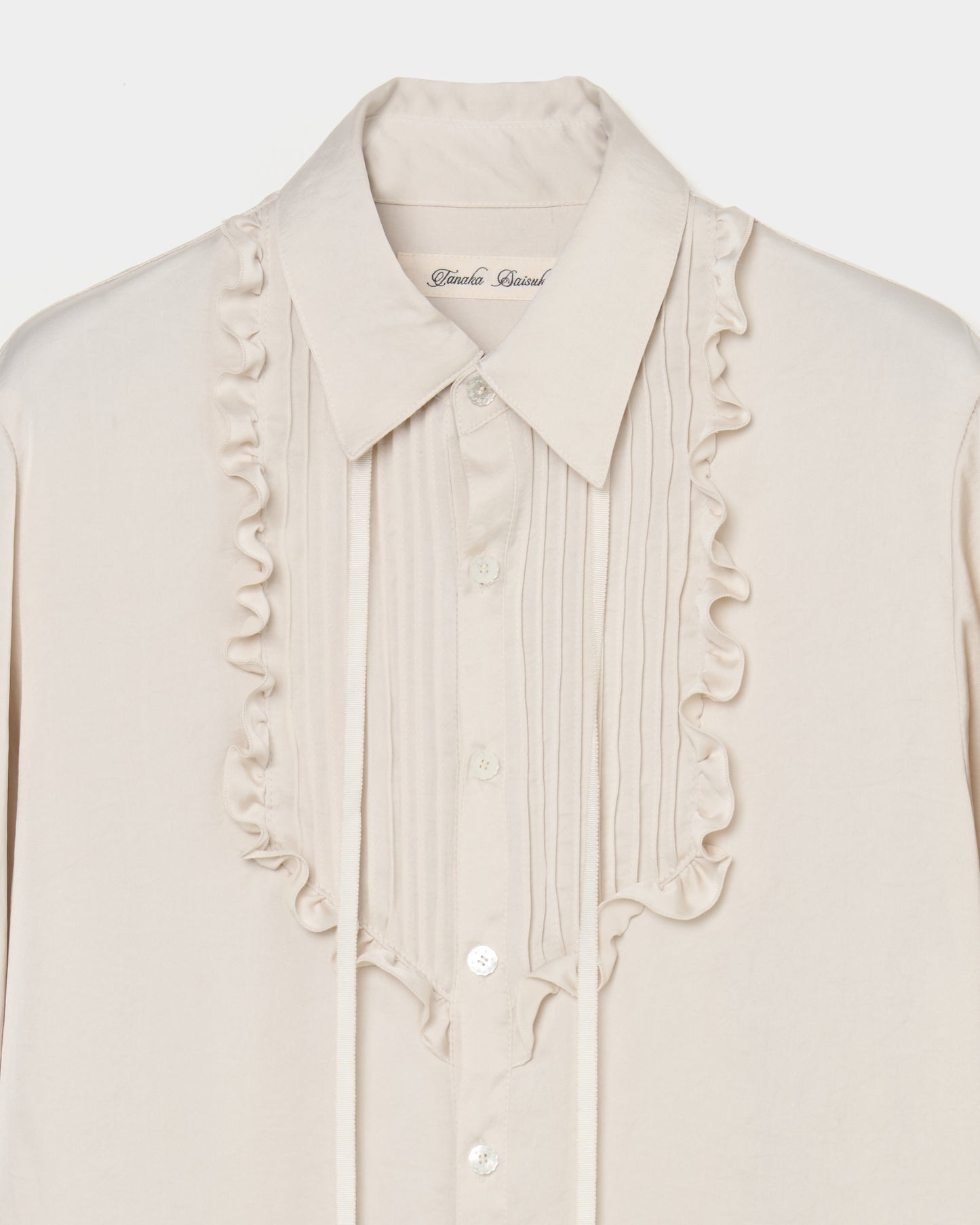 pin tuck frilled shirt Ivory【Delivery in January 2026】