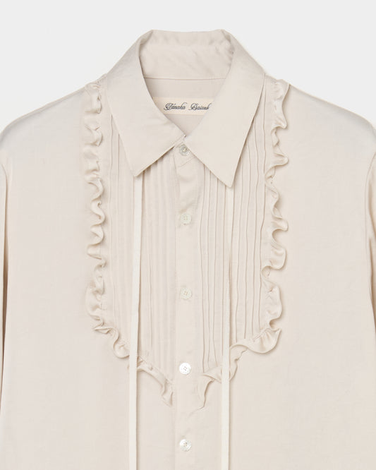 pin tuck frilled shirt Ivory【Delivery in January 2026】