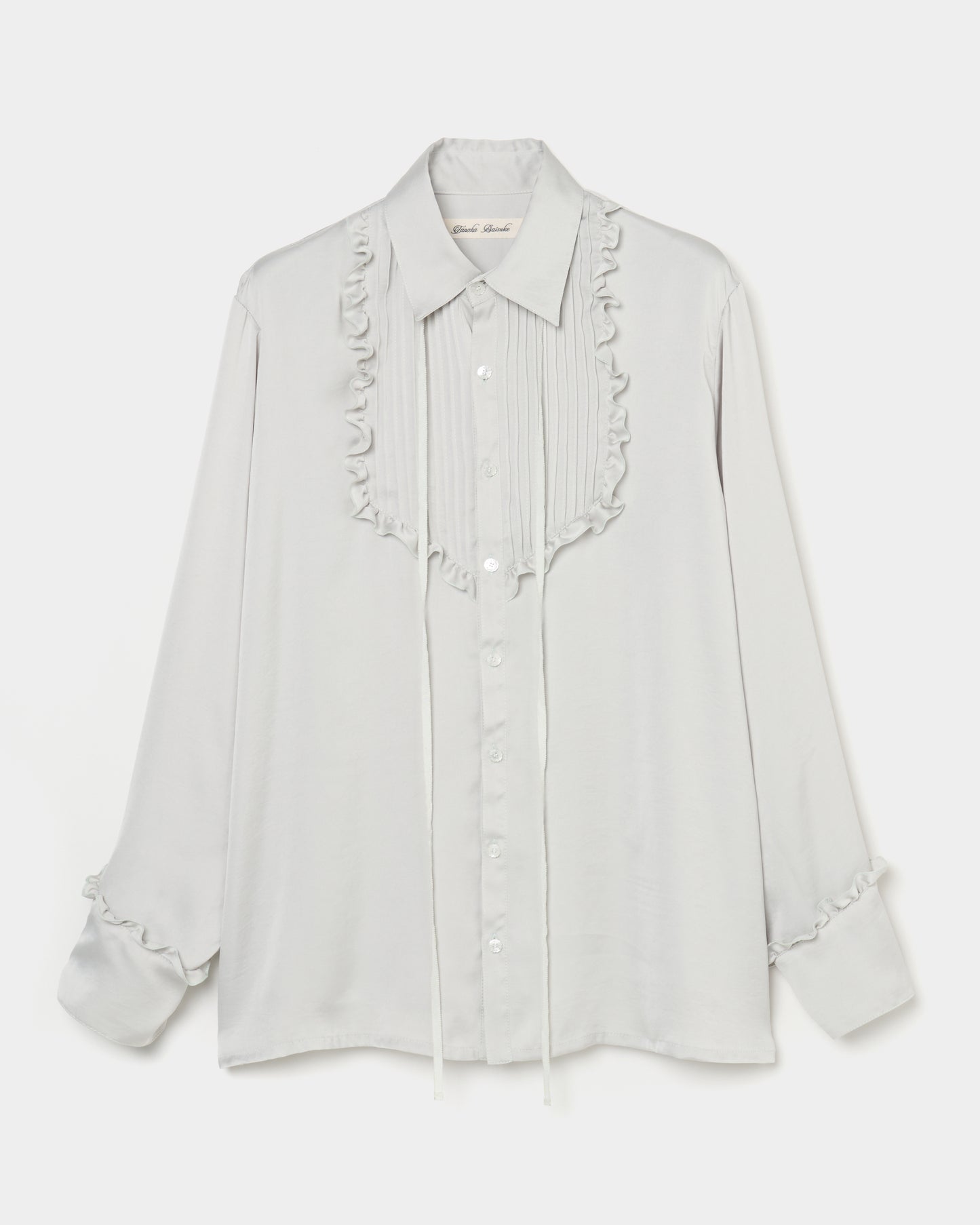pin tuck frilled shirt Smoke green【Delivery in January 2026】