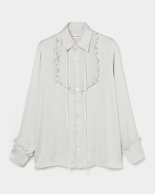 pin tuck frilled shirt Smoke green【Delivery in January 2026】
