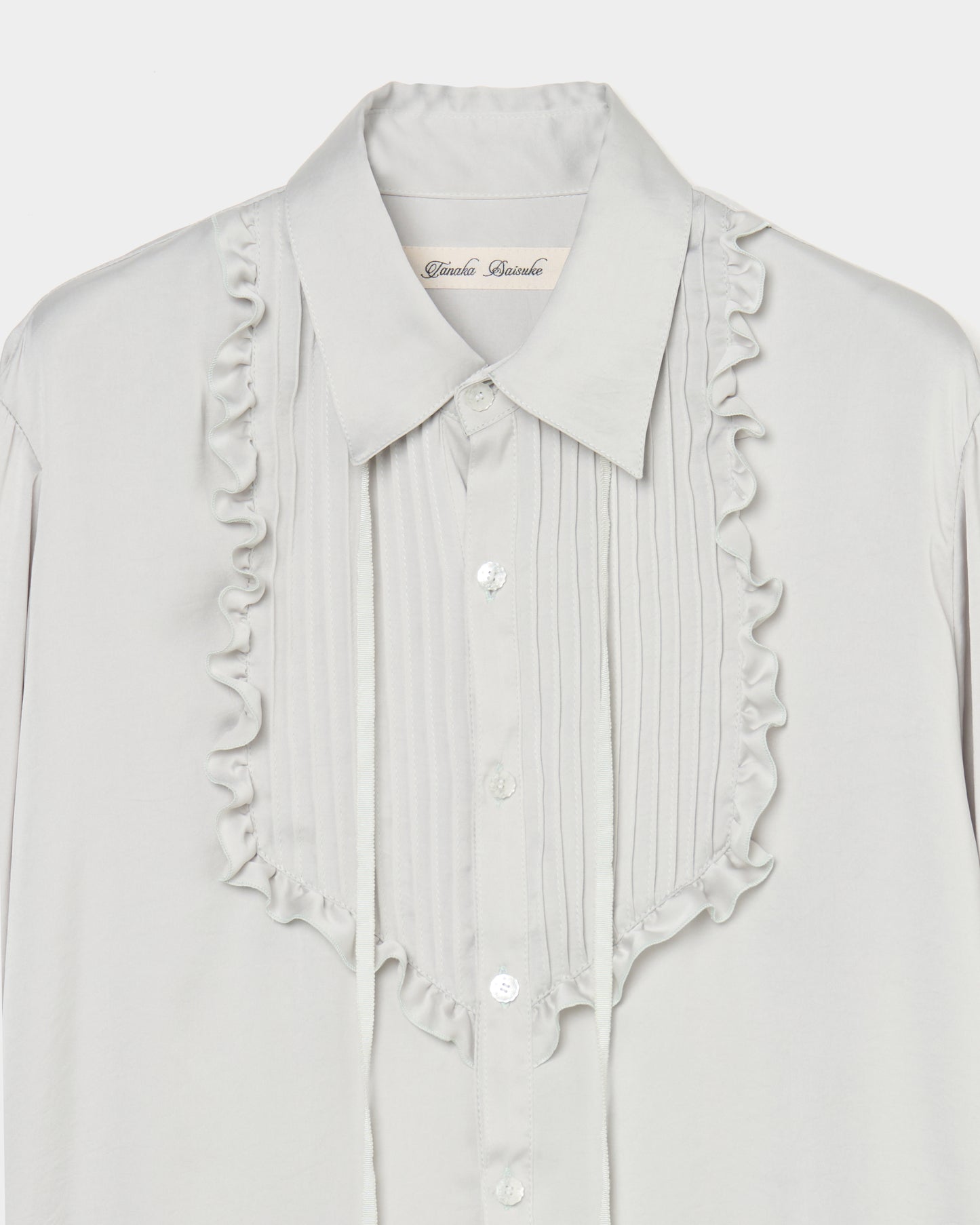 pin tuck frilled shirt Smoke green【Delivery in January 2026】