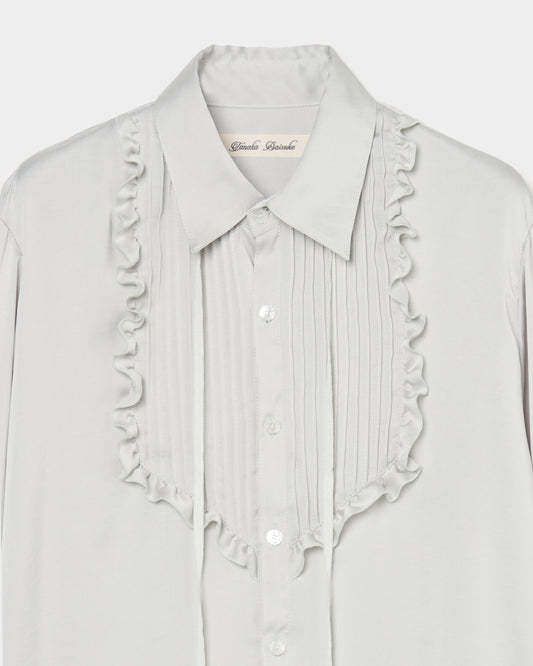 pin tuck frilled shirt Smoke green【Delivery in January 2026】