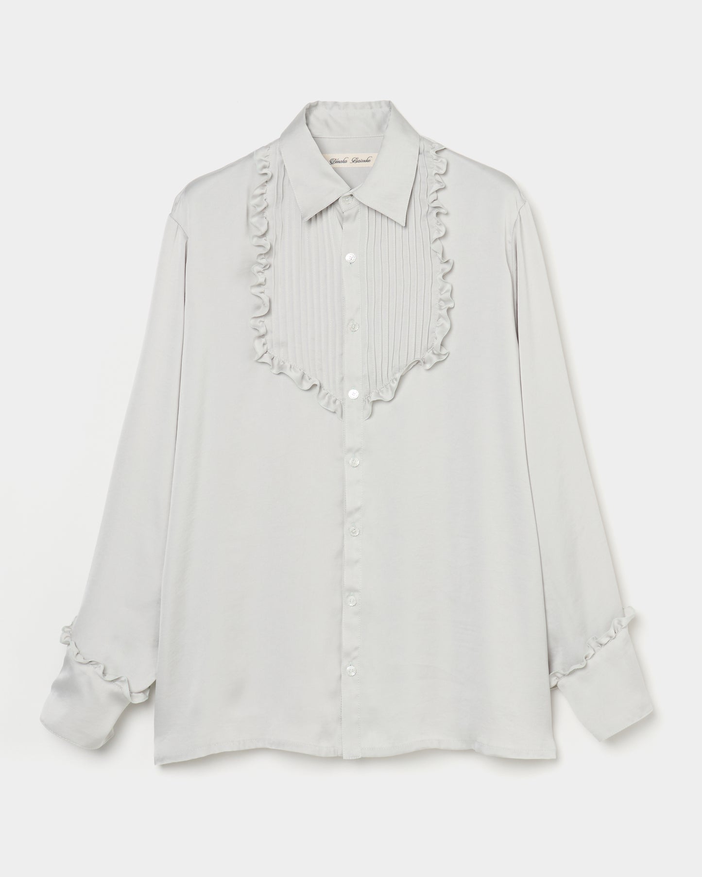 pin tuck frilled shirt Smoke green【Delivery in January 2026】