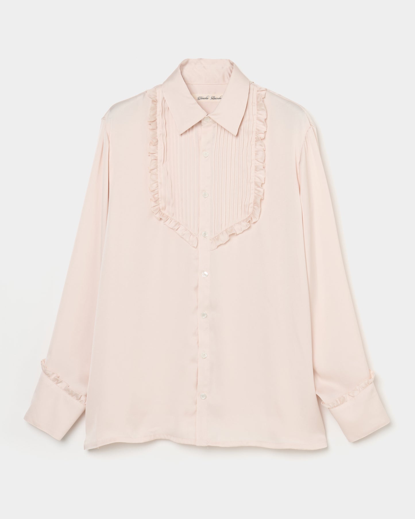 pin tuck frilled shirt Shell pink【Delivery in January 2026】