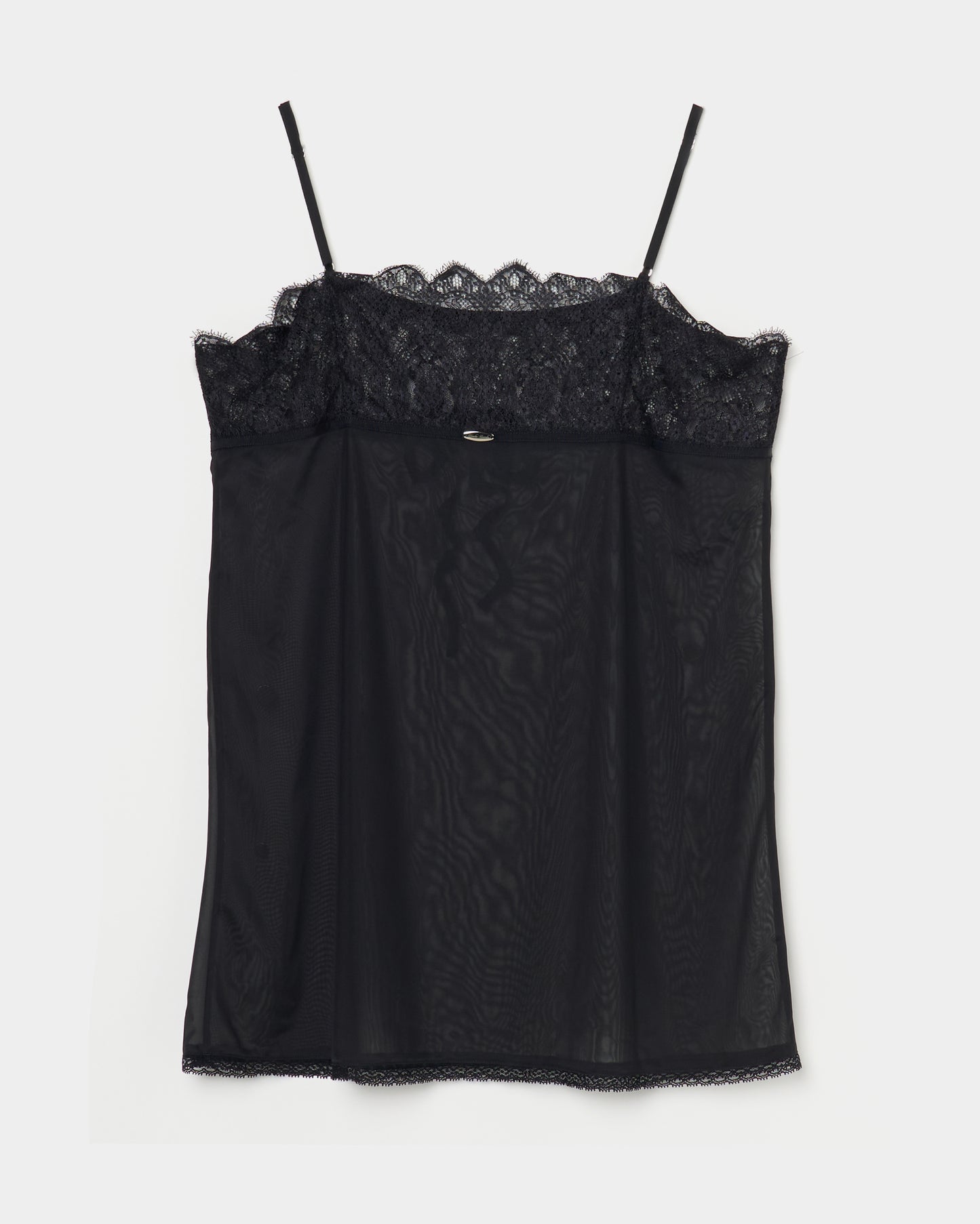 lazy ribbon sheer camisole Black【Delivery in February 2026】