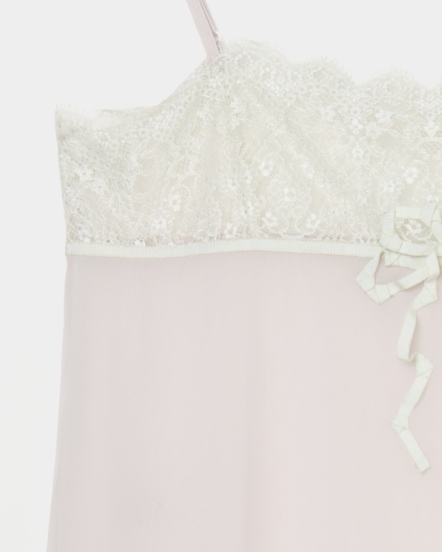 lazy ribbon sheer camisole Smoke green【Delivery in February 2026】