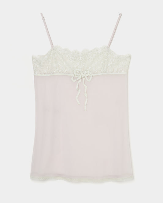 lazy ribbon sheer camisole Smoke green【Delivery in February 2026】