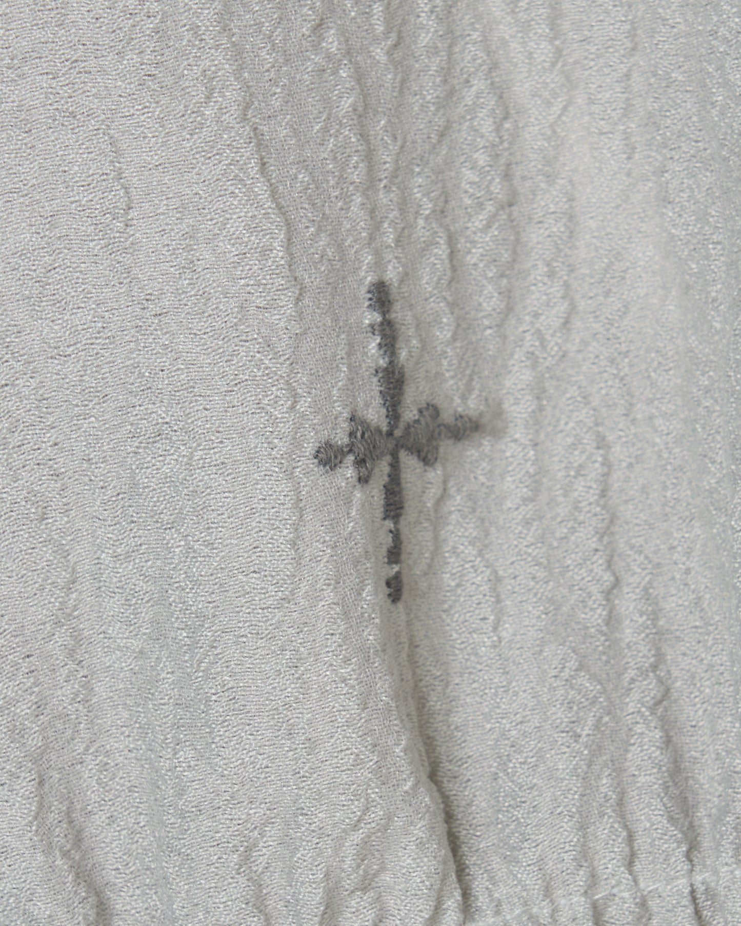 cross embroidery shirring shirt Ash gray【Delivery in February 2026】