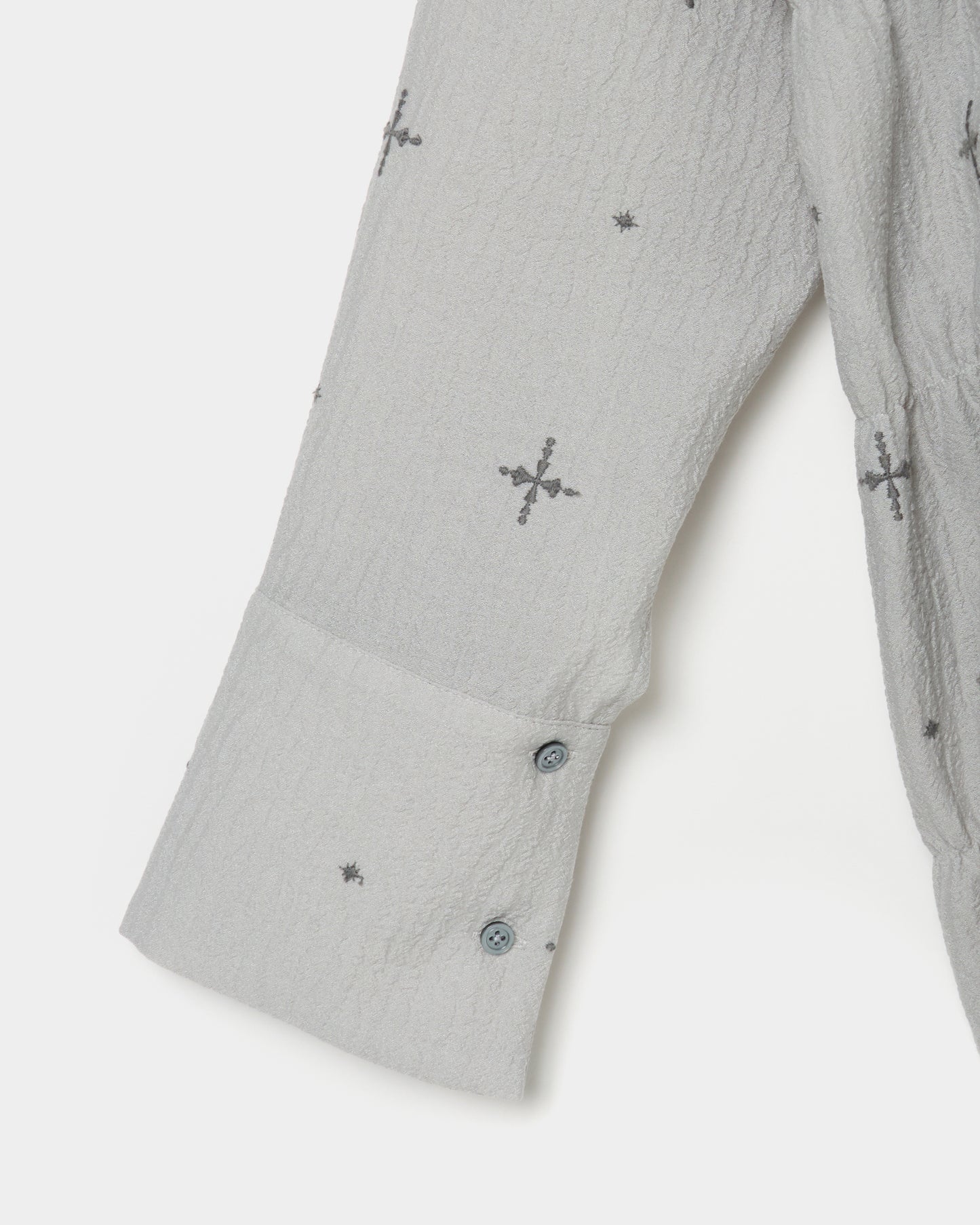 cross embroidery shirring shirt Ash gray【Delivery in February 2026】