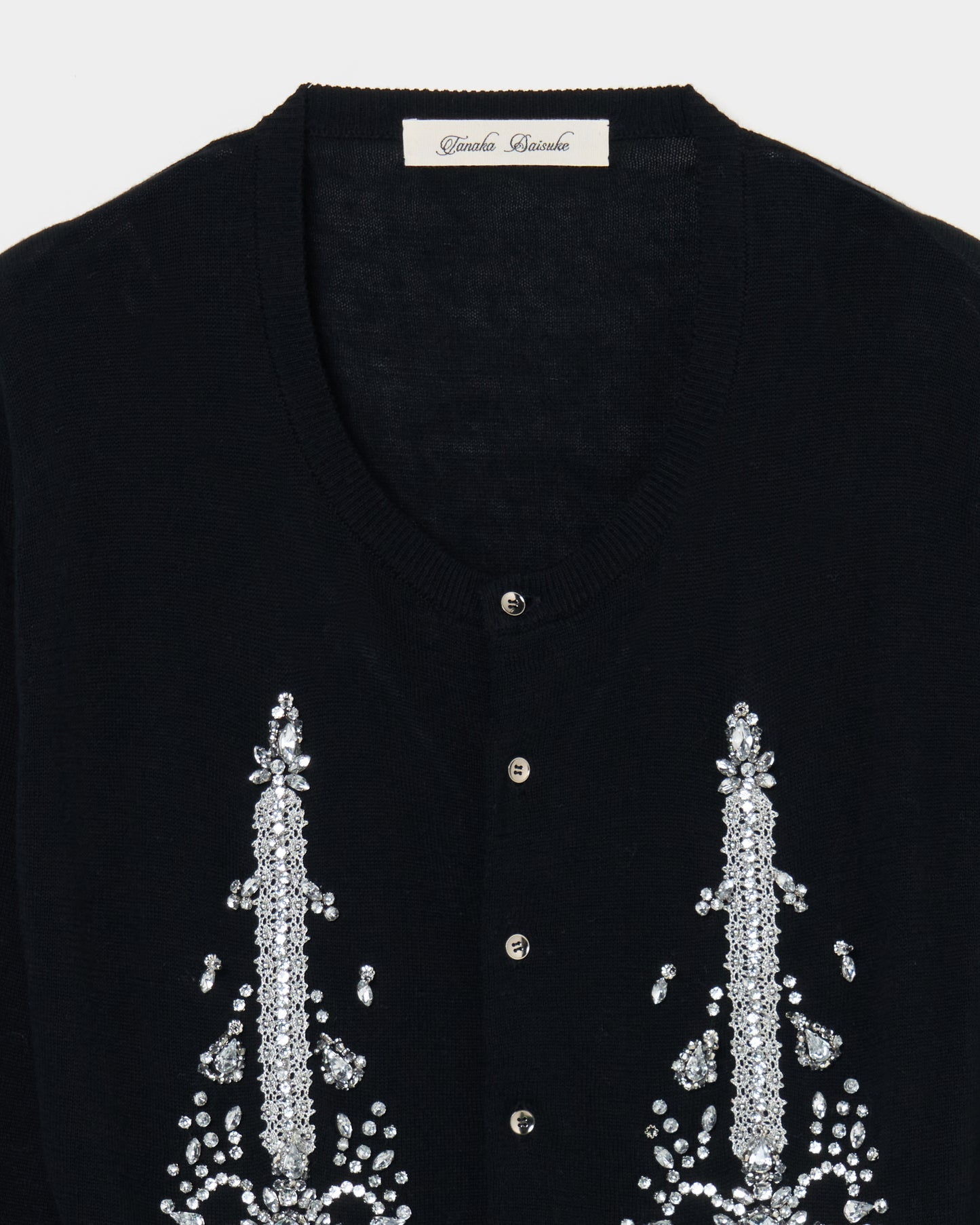 ribbon knight bijou embroidery cardigan Black【Delivery in February 2026】