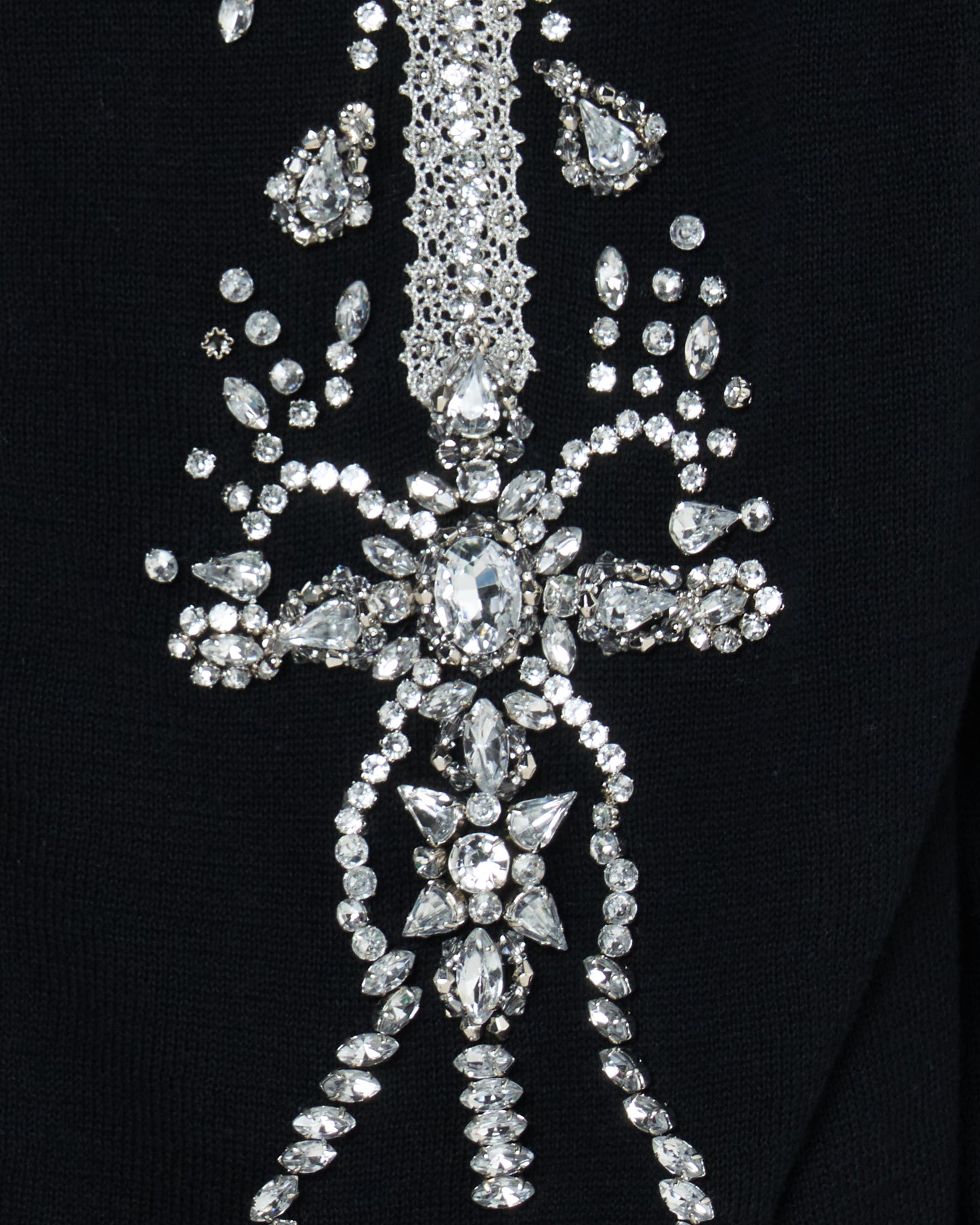 ribbon knight bijou embroidery cardigan Black【Delivery in February 2026】