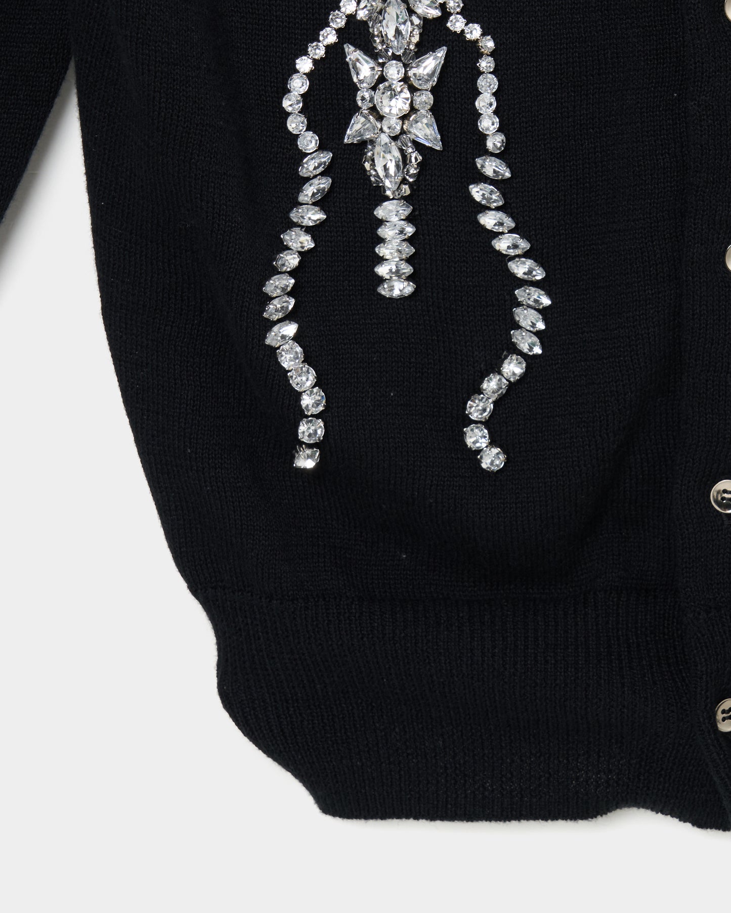 ribbon knight bijou embroidery cardigan Black【Delivery in February 2026】