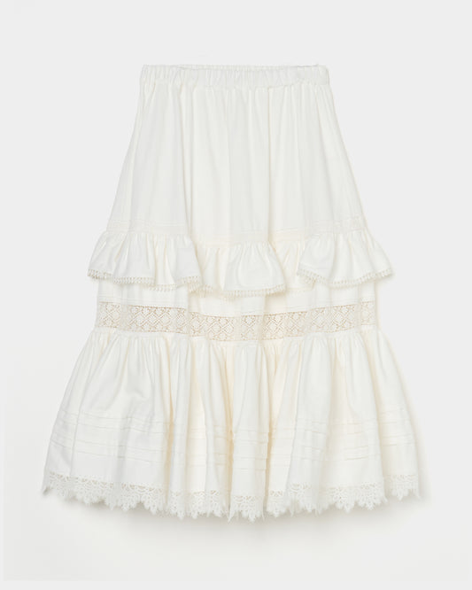 tiered lace frill skirt White【Delivery in February 2026】
