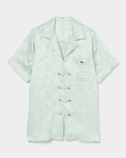 Wild bloom beads embroidery open collar shirt Mint【Delivery in March 2026】