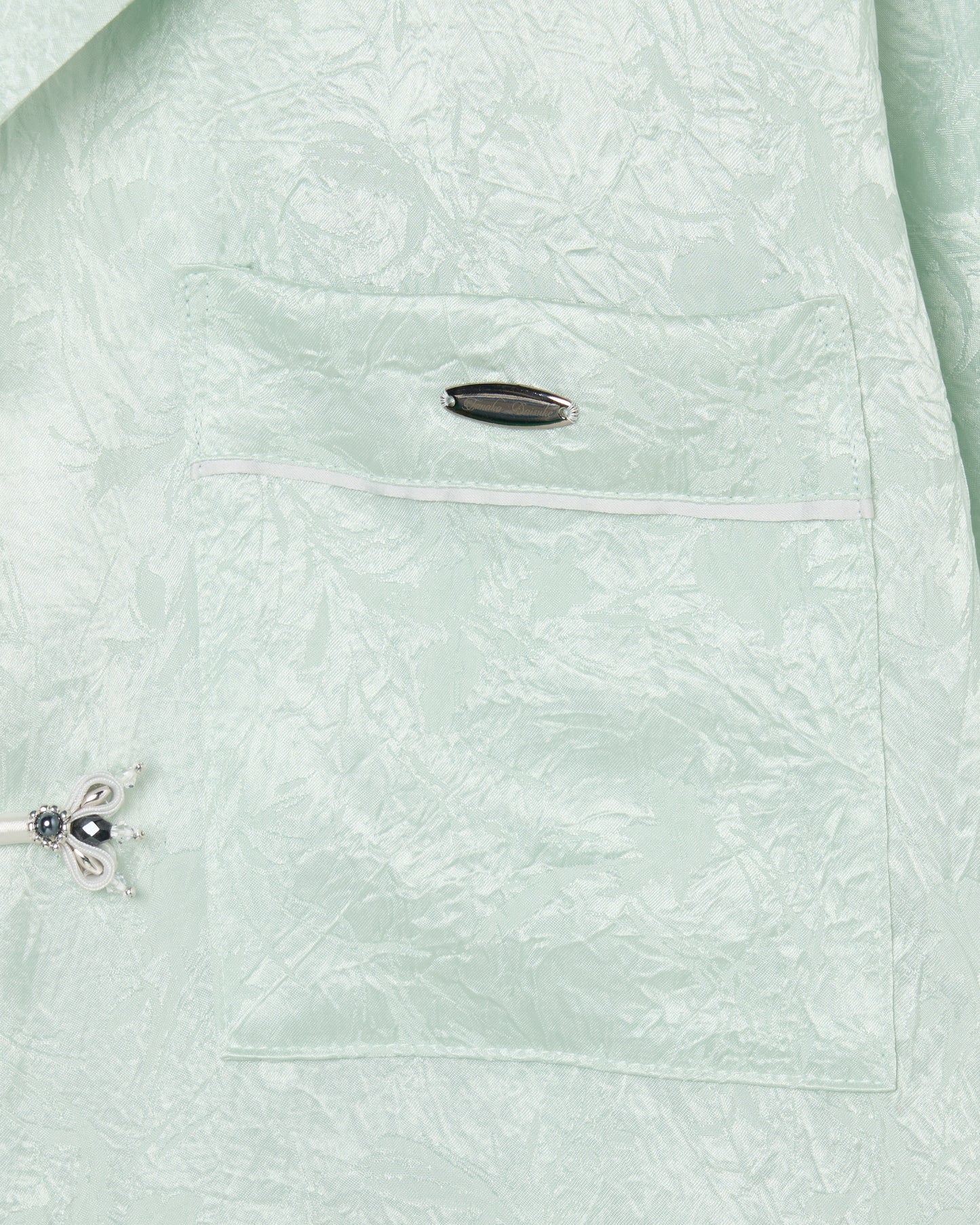 Wild bloom beads embroidery open collar shirt Mint【Delivery in March 2026】
