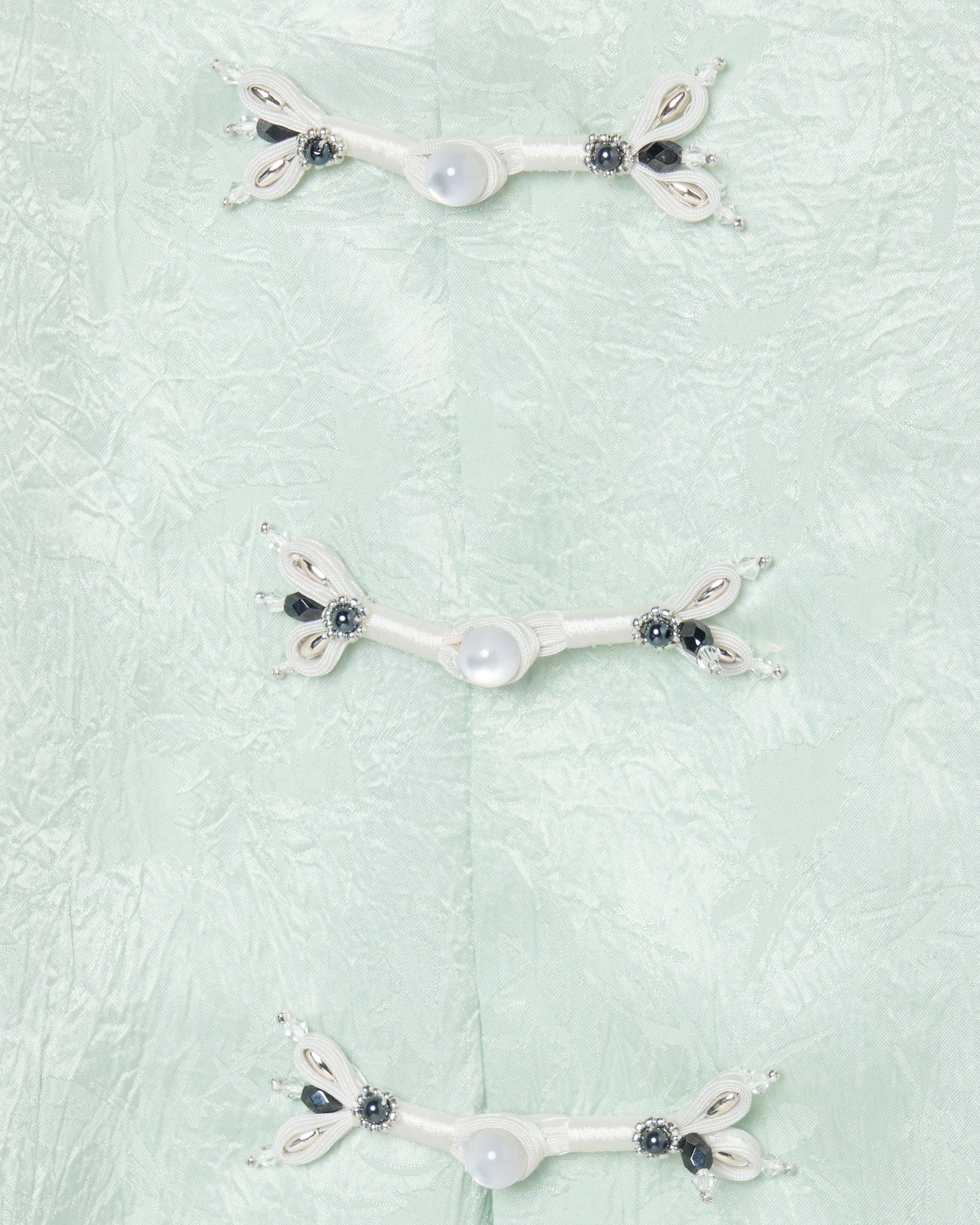 Wild bloom beads embroidery open collar shirt Mint【Delivery in March 2026】