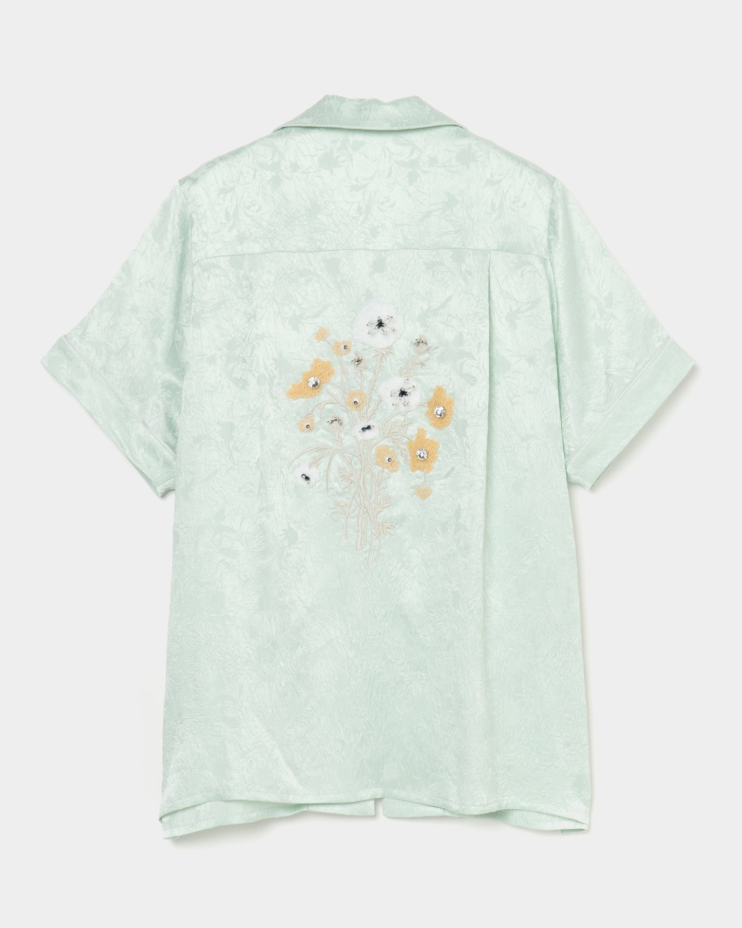 Wild bloom beads embroidery open collar shirt Mint【Delivery in March 2026】