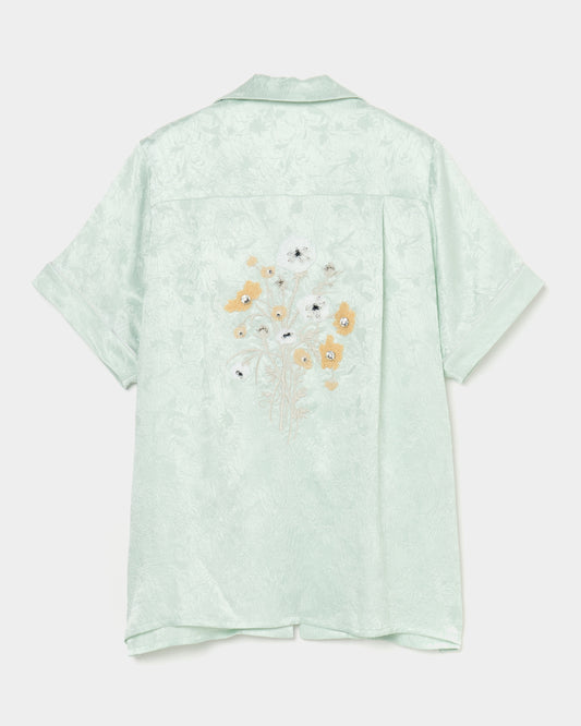 Wild bloom beads embroidery open collar shirt Mint【Delivery in March 2026】