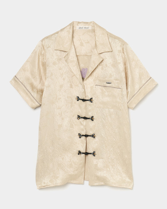 Wild bloom beads embroidery open collar shirt Champagne beige【Delivery in March 2026】