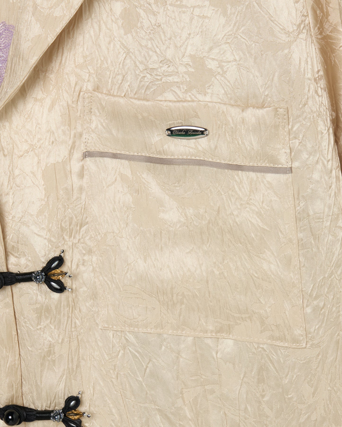 Wild bloom beads embroidery open collar shirt Champagne beige【Delivery in March 2026】