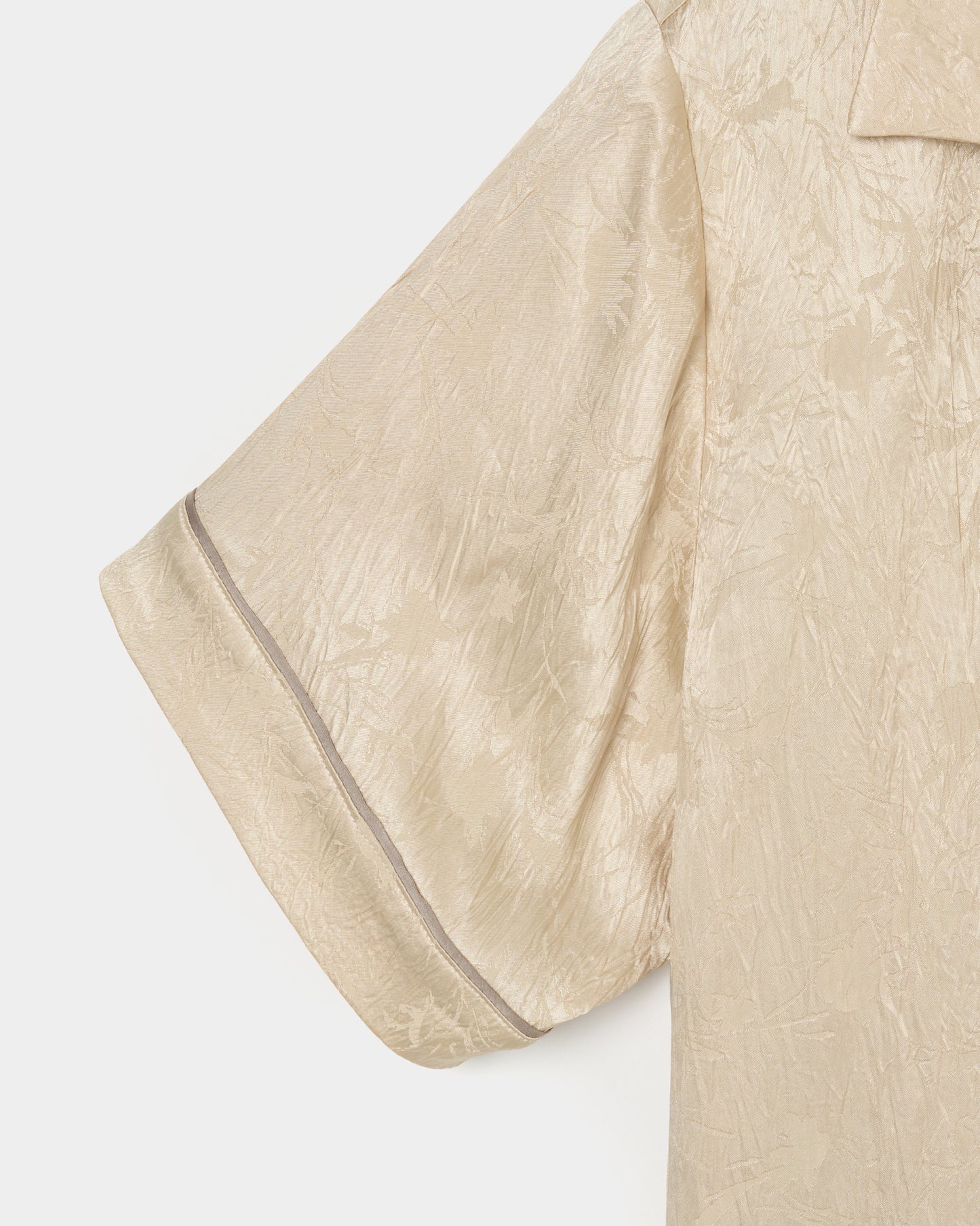 Wild bloom beads embroidery open collar shirt Champagne beige【Delivery in March 2026】