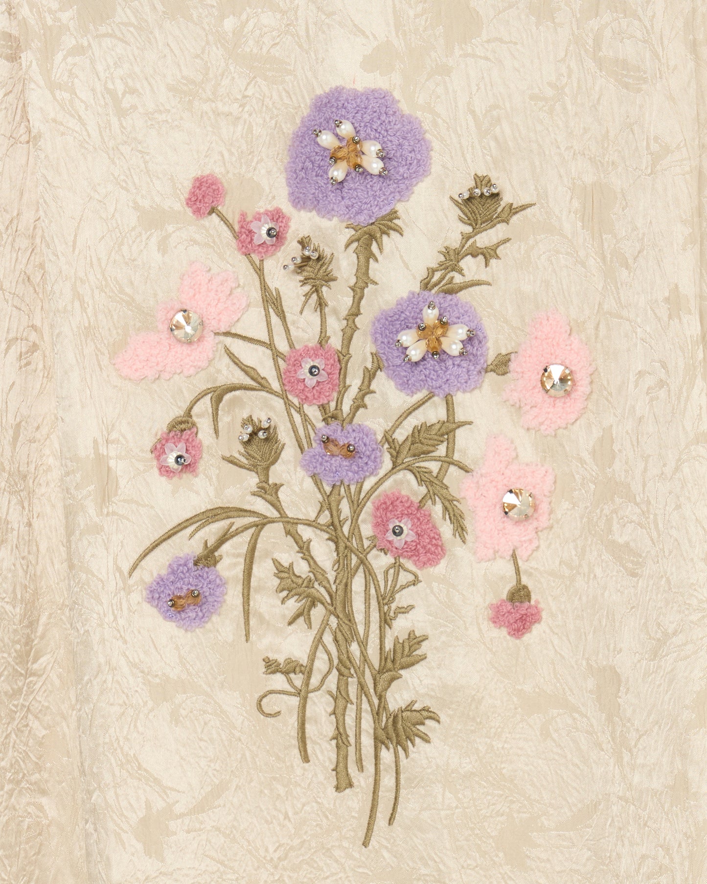 Wild bloom beads embroidery open collar shirt Champagne beige【Delivery in March 2026】