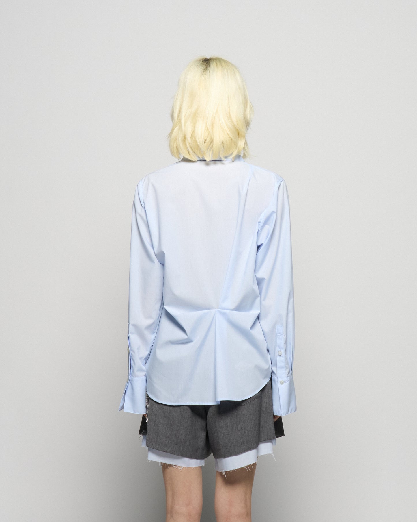 wave tuck lumen embroidery shirt Pale blue【Delivery in January 2026】