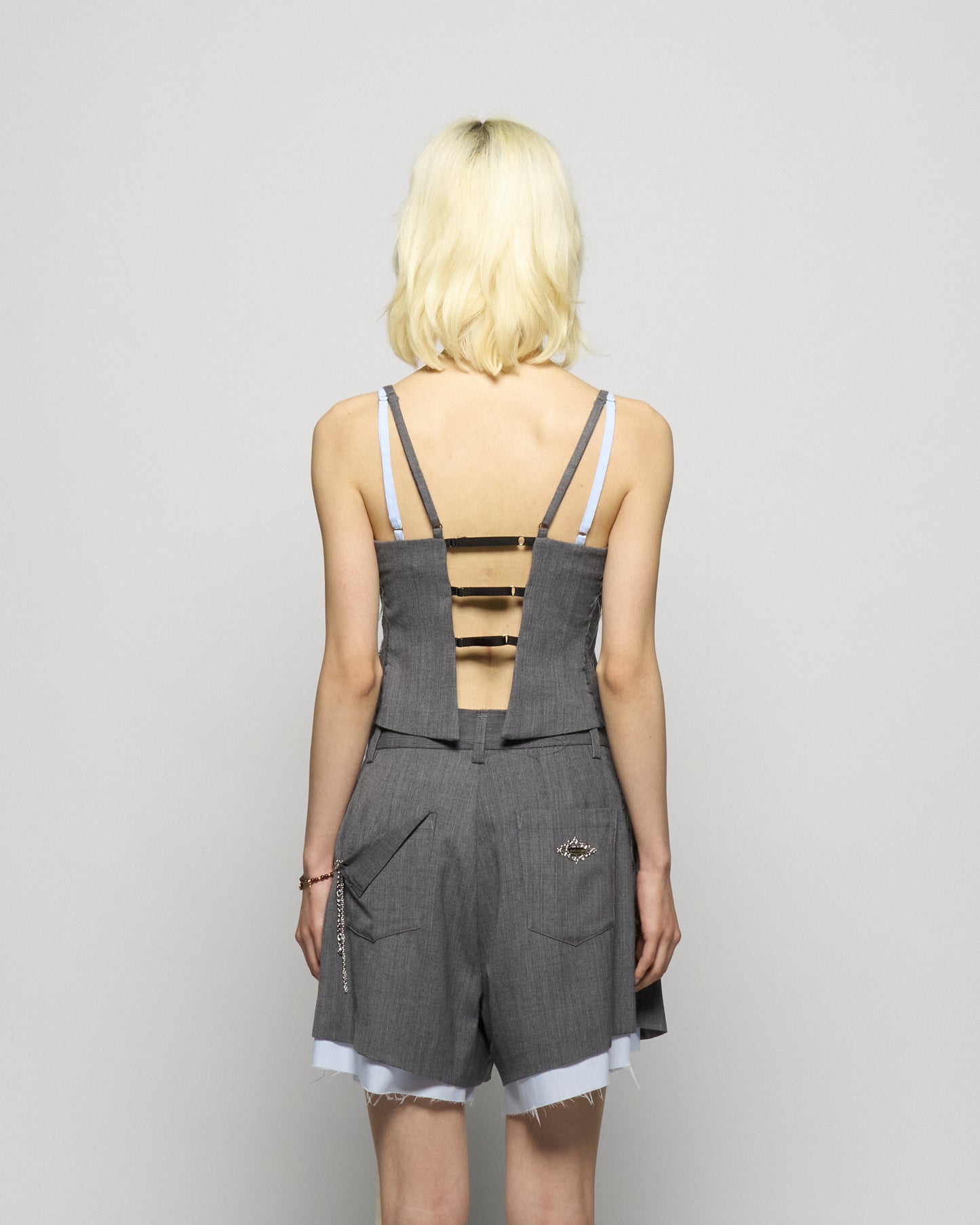 seam frayed dropped chain culottes pants Gray【Delivery in February 2026】