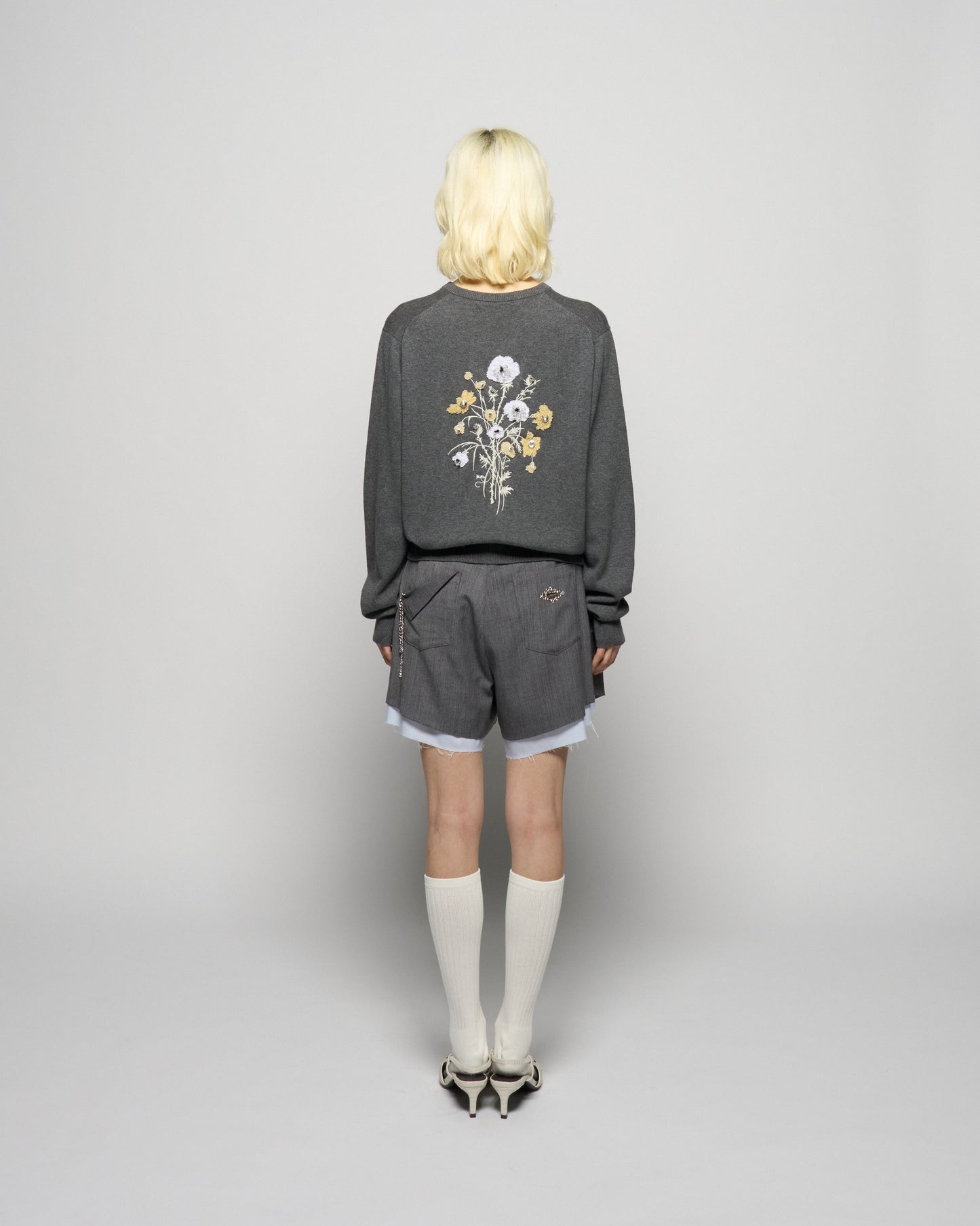 wild bloom beads embroidery cardigan Heather gray【Delivery in February 2026】