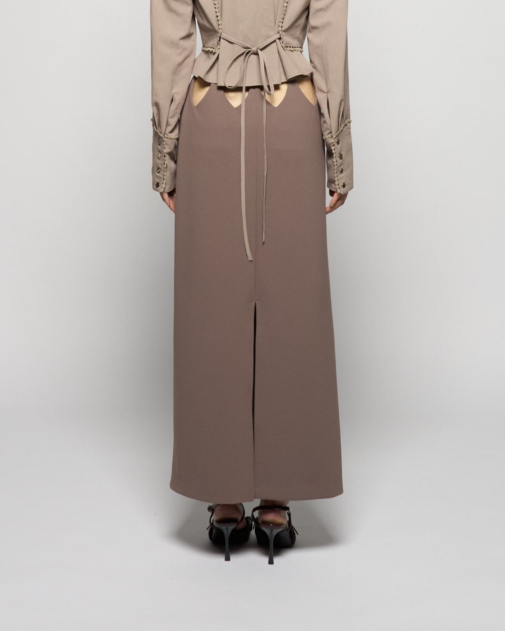 hanging straight skirt Olive brown【Delivery in February 2026】