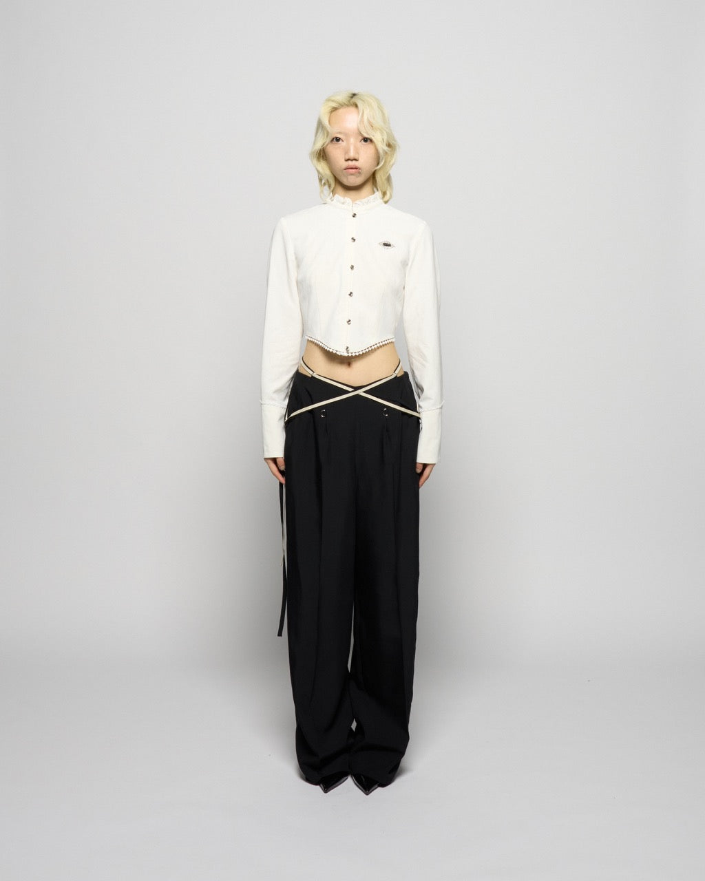 multi way ribbon tape pants Black【Delivery in February 2026】