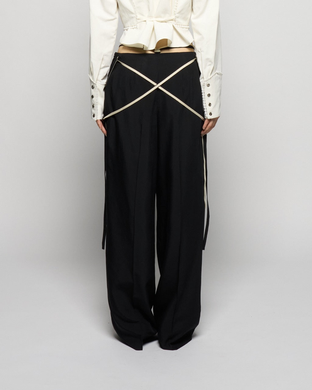 multi way ribbon tape pants Black【Delivery in February 2026】