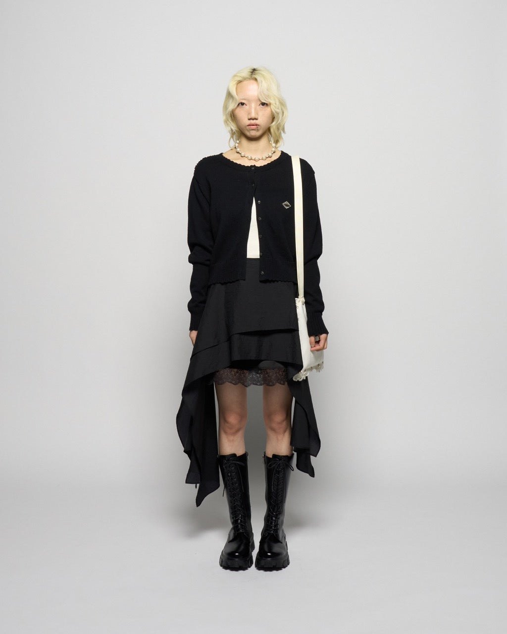 asymmetry hem layered skirt Black【Delivery in February 2026】