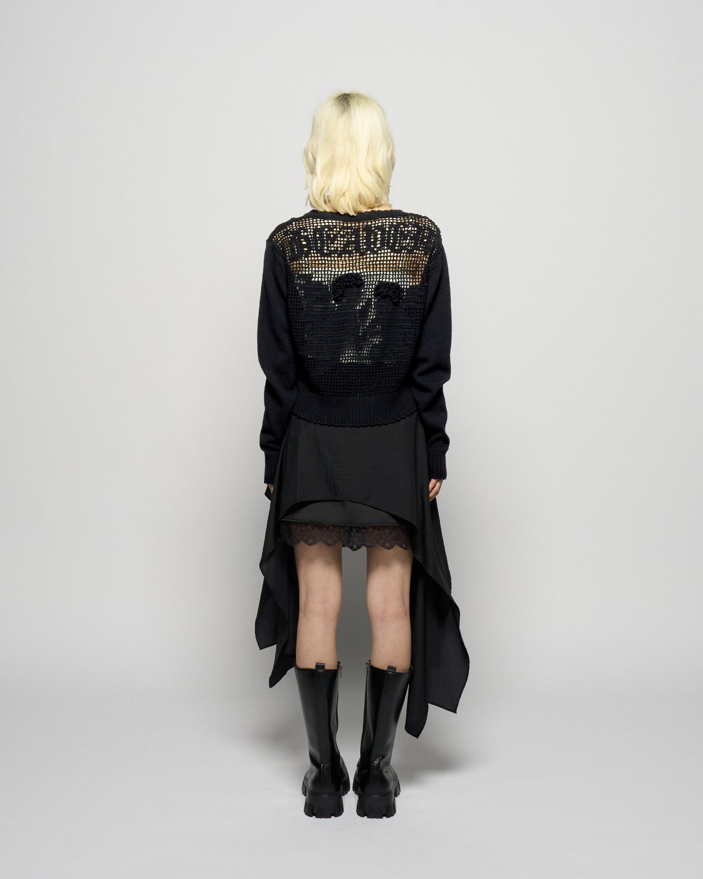 cupid in HEAVEN crochet knit cardigan Black【Delivery in February 2026】