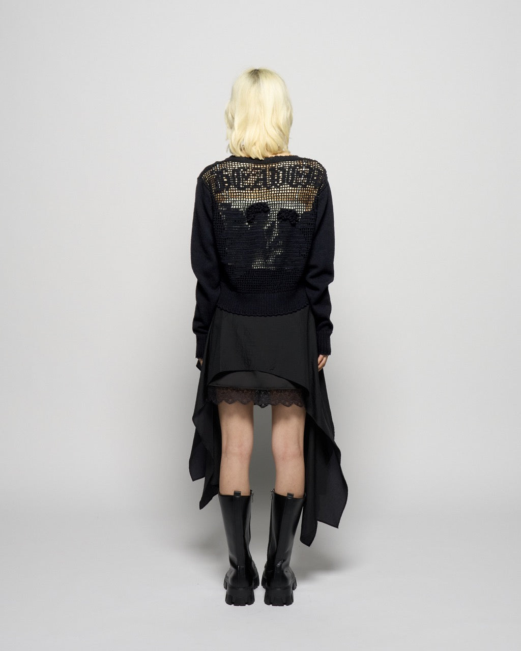 asymmetry hem layered skirt Black【Delivery in February 2026】