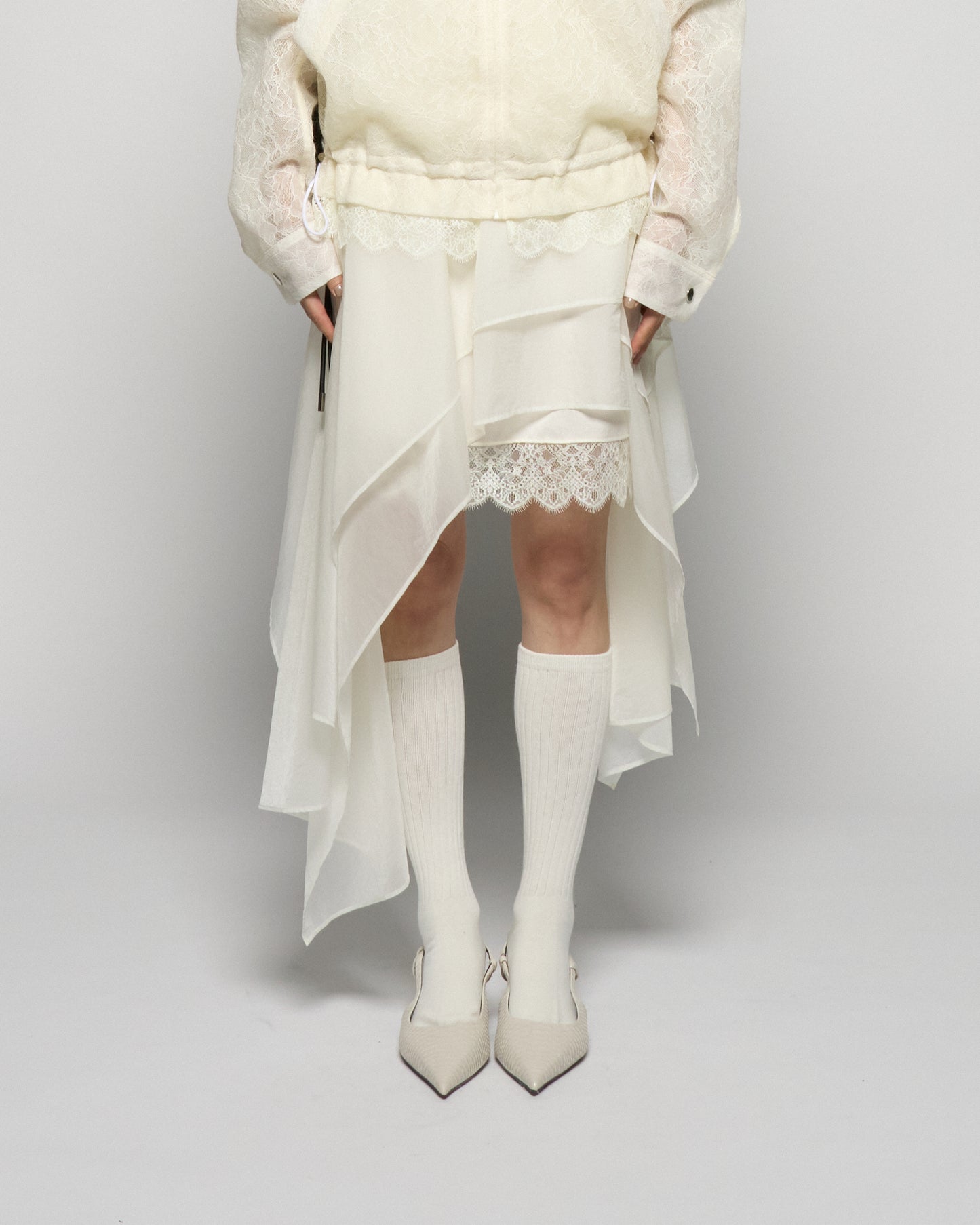 asymmetry hem layered skirt Ivory【Delivery in February 2026】