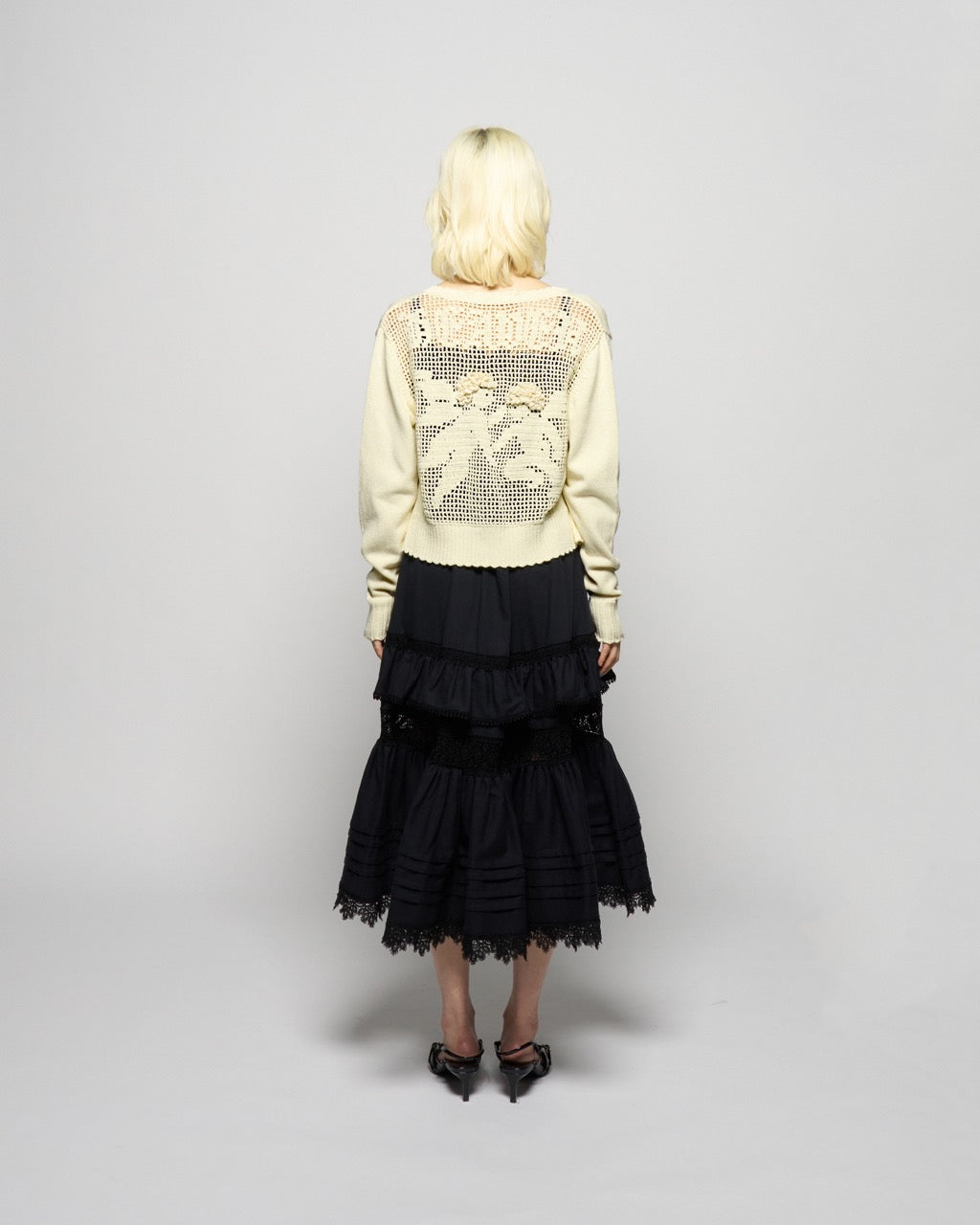 tiered lace frill skirt Black【Delivery in February 2026】