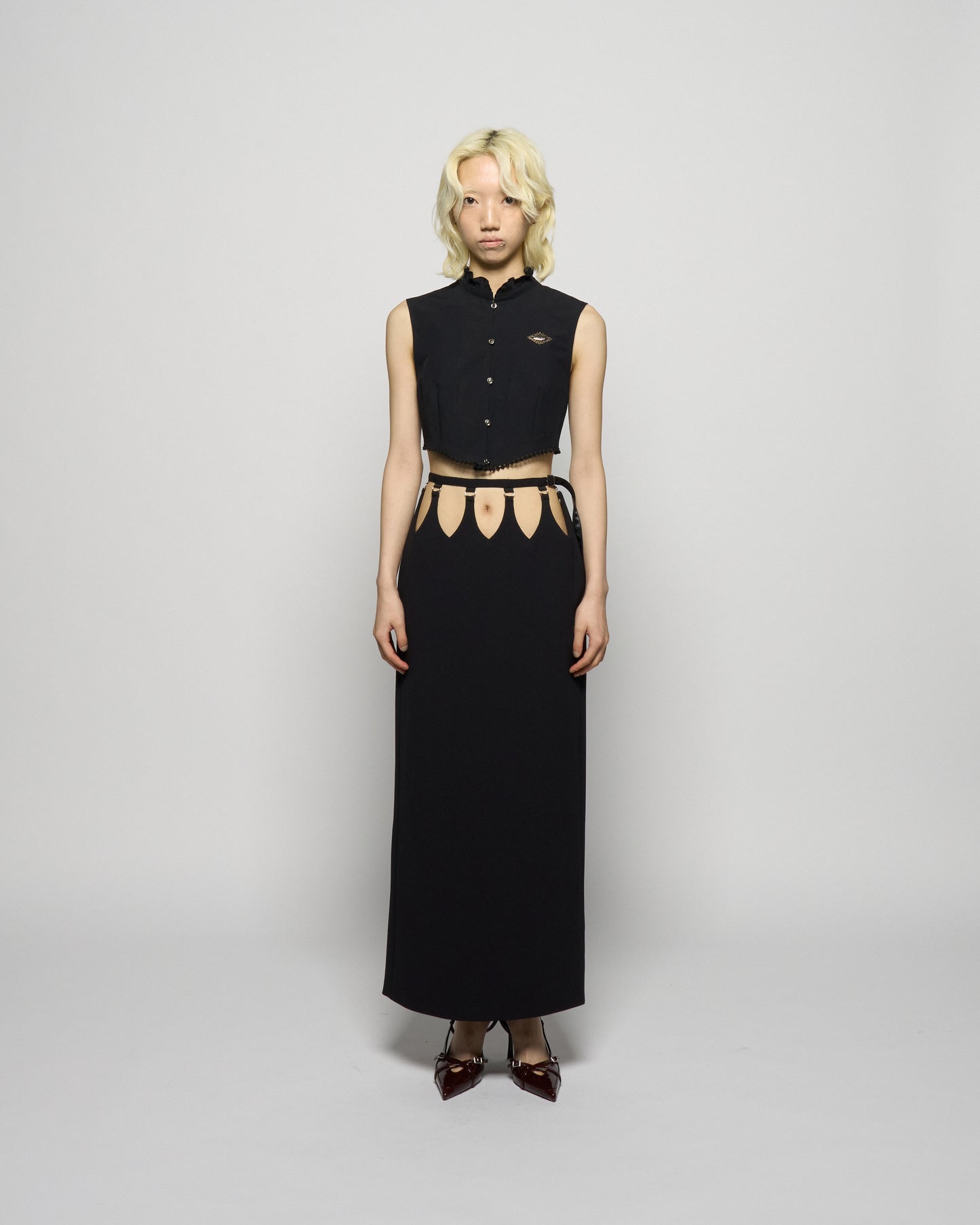 hanging straight skirt Black【Delivery in February 2026】